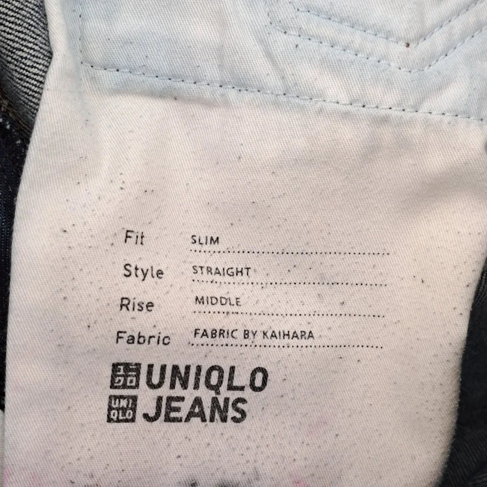 Uniqlo Slim Straight Jeans Mens 33x34 Cotton Indigo Selvedge Kaihara Denim